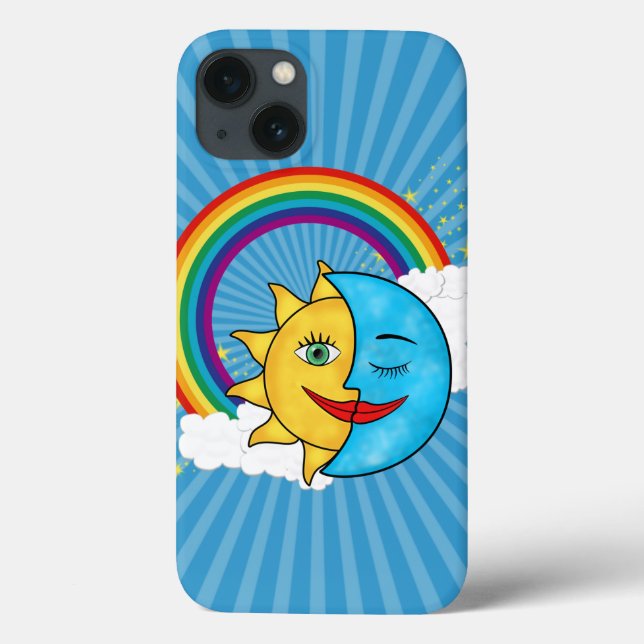 Coques Case-Mate iPhone Thème céleste Soleil Lune Arc-en-ciel (Verso)