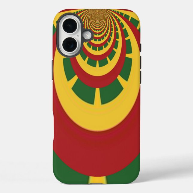 Coques Case-Mate iPhone Thème de couleurs Rasta : spirale rouge, verte et  (Verso)