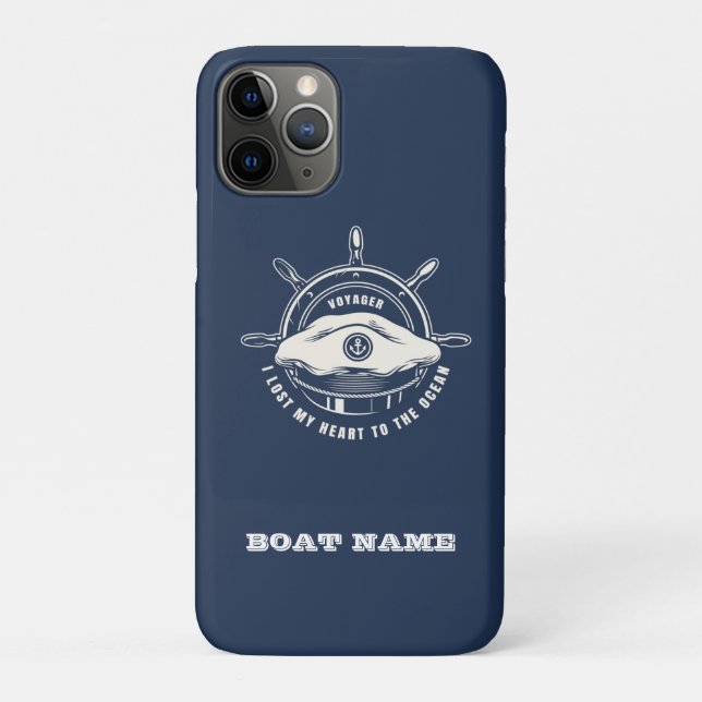 Coques Case-Mate iPhone Thème Nautique Nom de Bateau Bleu Marine  (Dos)