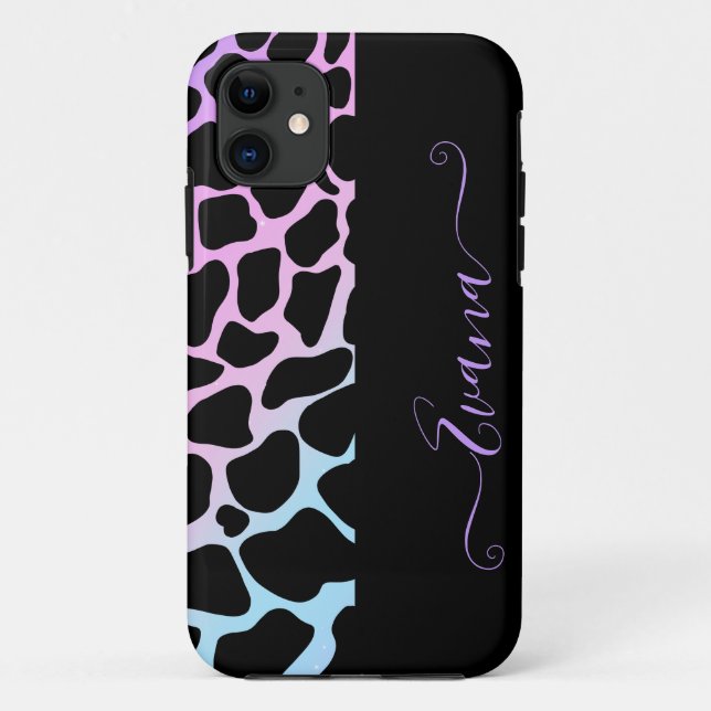 Coques Case-Mate iPhone Thème noir et union Cow Spots nom personnalisé (Dos)