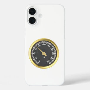 Coque Pour iPhone 16 Plus Thermomètre rond doré
