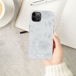 Coque Case-Mate iPhone Tie Dye   Monogramme gris minimaliste moderne