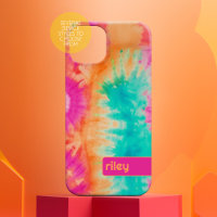 Tie Dye Motif Hot rose orange Turquoise - nom pers
