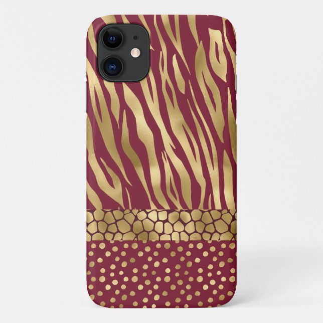 Coques Case-Mate iPhone Tiger Chic Bourgogne Gold Chic élégant (Dos)