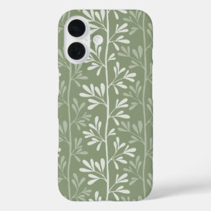 Coque Pour iPhone 16 Tiges de jardin Zen Minimaliste Botanique Vert Sau