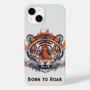 Coque Case-Mate iPhone Tigre à flammes - Texte personnalisable