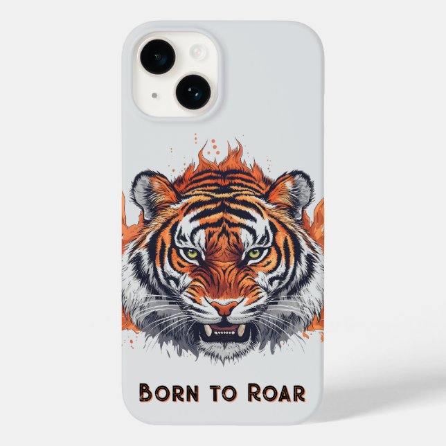 Coques Case-Mate iPhone Tigre à flammes - Texte personnalisable (Verso)