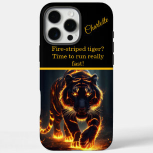 Coque iPhone 16 Pro Max Tigre avec rayonnement de feu