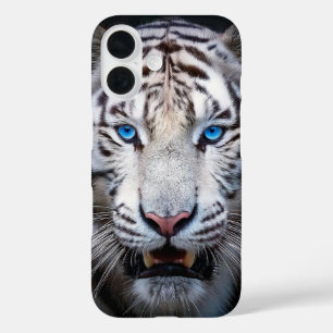 Coque Pour iPhone 16 Tigre blanc aux yeux bleus
