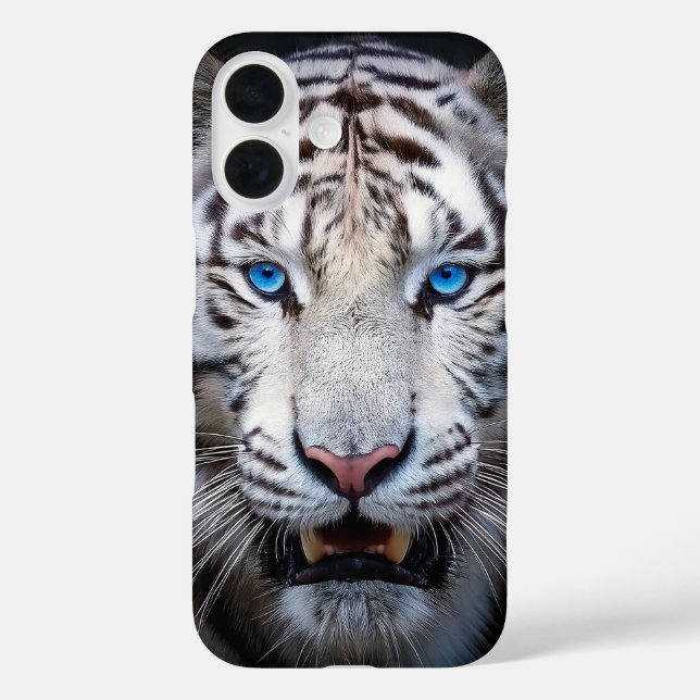 Coques Case-Mate iPhone Tigre blanc aux yeux bleus (Verso)