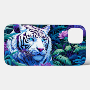 Case-Mate iPhone Case Tigre blanc en fleurs violettes
