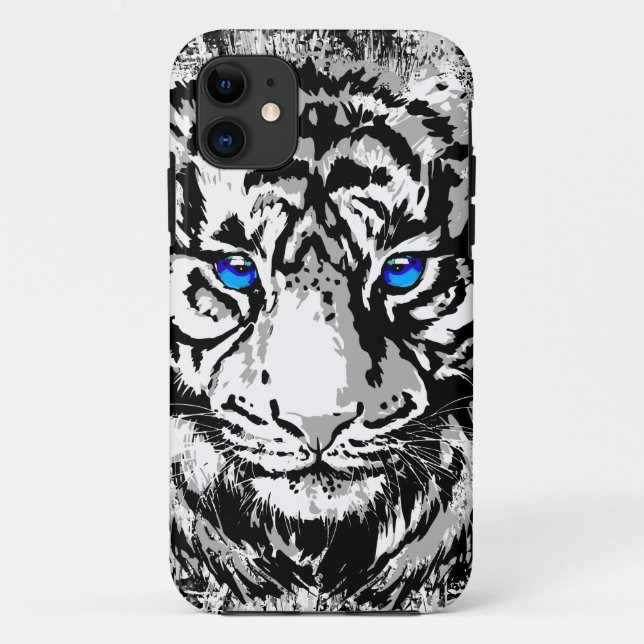 Coques Case-Mate iPhone Tigre Blanc - Yeux Bleus - Tigre (Dos)