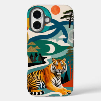 Coque Pour iPhone 16 tigre brillant de cinq couleurs
