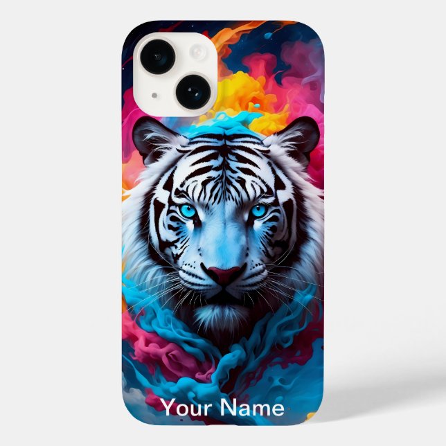 Coques Case-Mate iPhone Tigre brillant néon mystique et éthéré (Verso)
