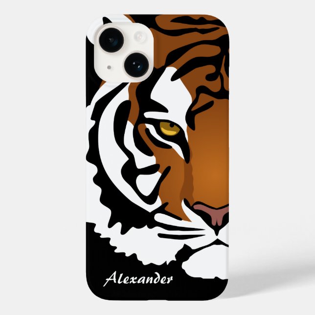 Coques Case-Mate iPhone Tigre, Chat Sauvage sur Fond Noir (Verso)