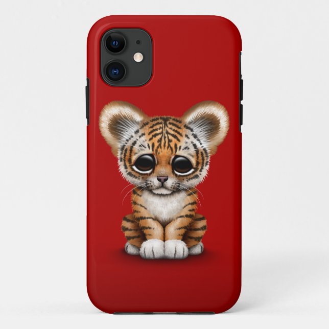 Coques Case-Mate iPhone Tigre CUB adorable de bébé sur le rouge (Dos)