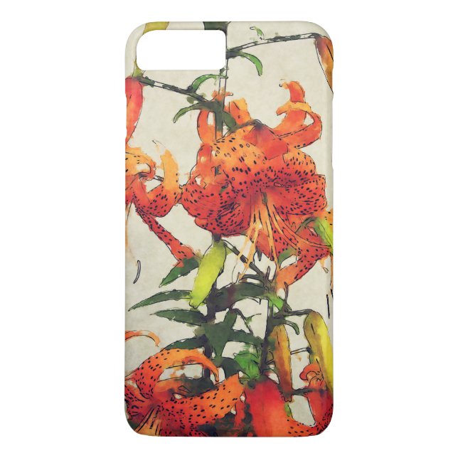 Coques Case-Mate iPhone Tigre d'Aquarelle orange Lily 1 (Dos)
