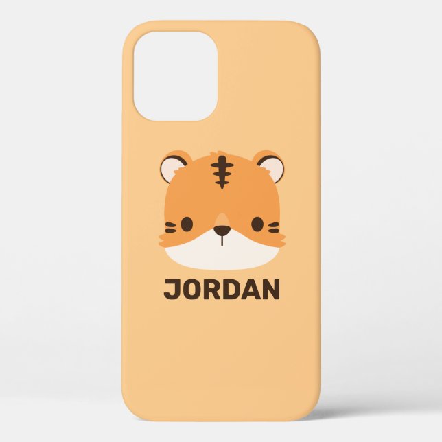 Coques Case-Mate iPhone Tigre mignon avec nom personnalisé (Verso)