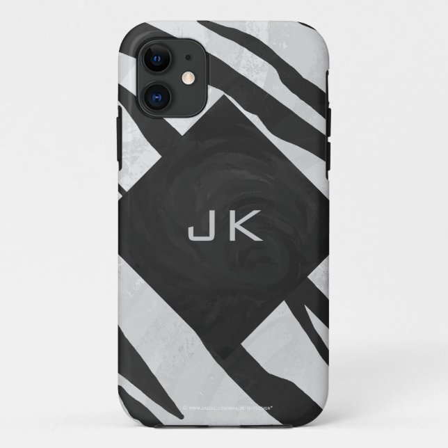 Coques Case-Mate iPhone Tigre Monogramme noir et blanc (Dos)