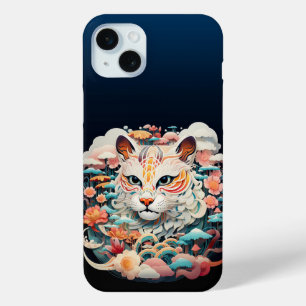 Coque Case-Mate iPhone Tigre mou avec fleurs Papier coupé