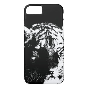 Coque iPhone 7 Tigre noir et blanc Pop Art