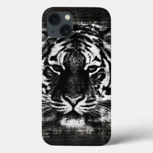 Coques Pour iPhone Tigre noir et blanc Vintage 2