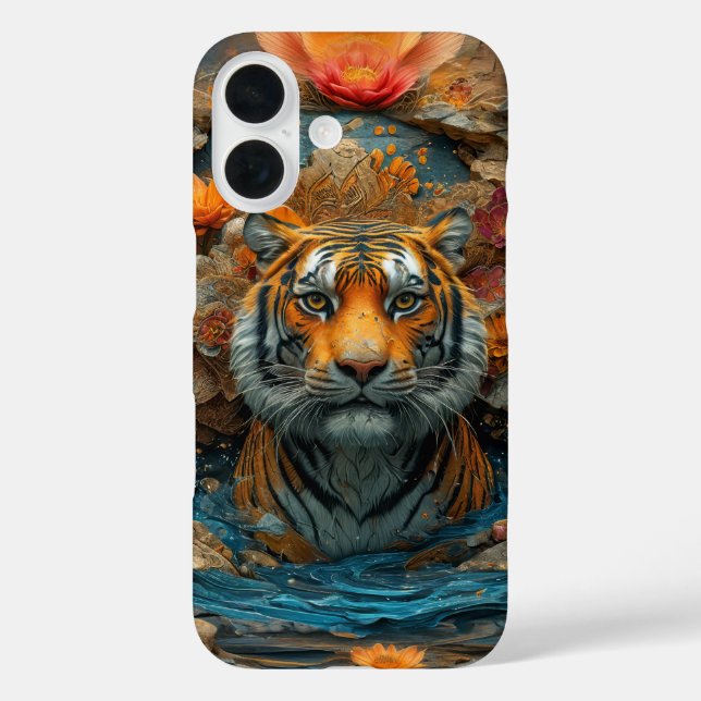 Coques Case-Mate iPhone Tigre sous couverture de fleurs (Verso)