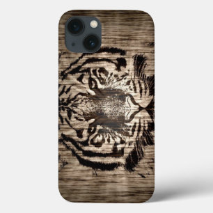 iPhone 13 Case Tigre sur grain de bois 2