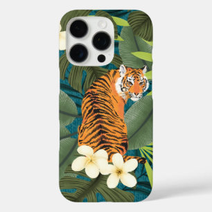 Coque iPhone 16 Pro Tigre tropical Hawaiian Palm Jungle Turquoise