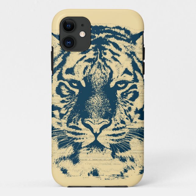 Coques Case-Mate iPhone Tigre vintage, visage gros (Dos)