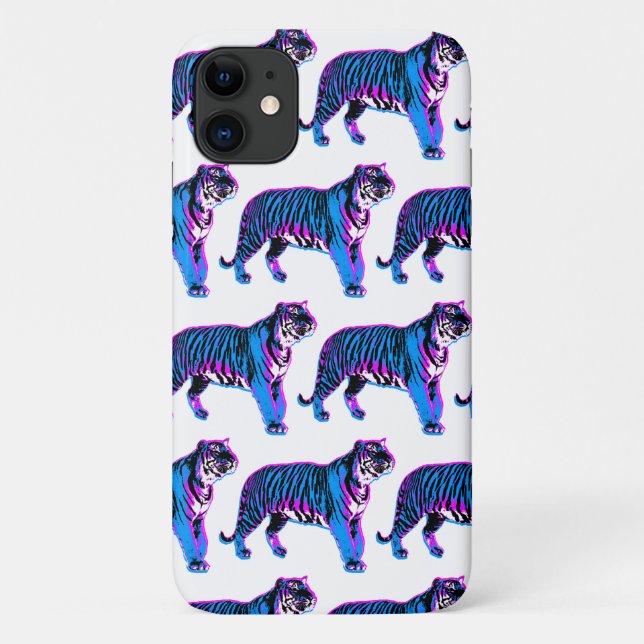 Coques Case-Mate iPhone Tigres bleus Rétro 80s (Dos)