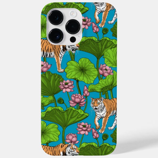 Coques Case-Mate iPhone Tigres dans l'étang rose lotus (Verso)