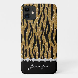 Case-Mate iPhone Case Tigres de Parties scintillant noir et or Diamants