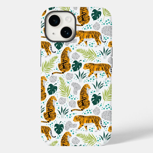 Coques Case-Mate iPhone Tigres et Feuilles tropicaux Motifs (Verso)