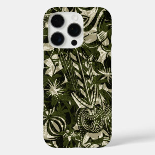 Coque iPhone 16 Pro Tiki Trader Hawaiian Olive and Khaki