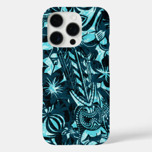 Coque iPhone 16 Pro Tiki Trader Turquoise hawaïen