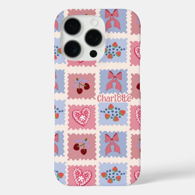 Coques Case-Mate iPhone Timbres Kitchi Cœurs Rubans et Cerises (Verso)