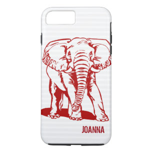 Coques Pour iPhone Tirage de trait d'éléphant rouge sombre