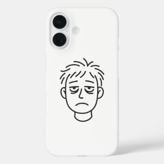 Coque Pour iPhone 16 Tired Daily Mood Line Art iPhone 16 Case