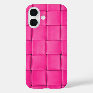 Coque Pour iPhone 16 Tissage en cuir rose