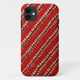 Case-Mate iPhone Case Tissu à rayures diagonales fines rouge et or Textu