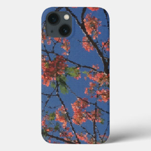 Etui iPhone 13 Tissu floral, bleu