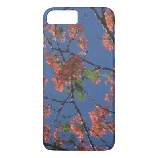 Coque iPhone 8 Plus/7 Plus Tissu floral, bleu