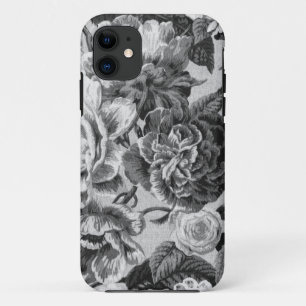 Etui iPhone Case-Mate Tissu floral vintage gris et blanc No.1 de Toile