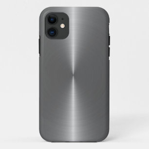 Coque Case-Mate iPhone Tissu gris argent métallique en acier inoxydable l