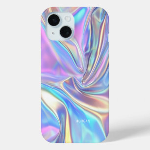 Coque Case-Mate iPhone Tissu métallisé iridescent brillant, petit nom bla