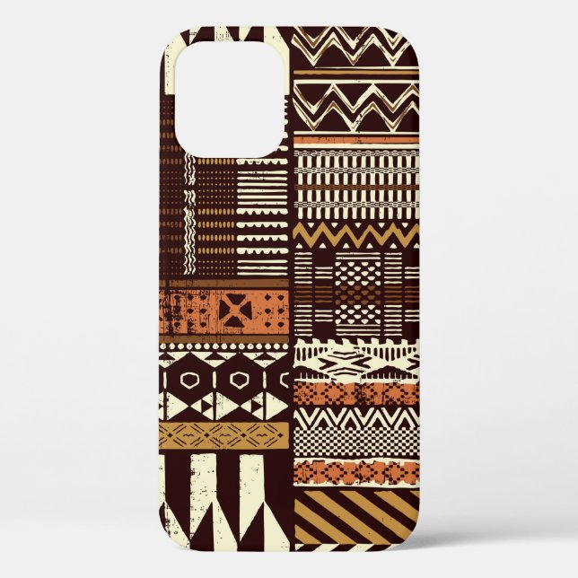 Coques Case-Mate iPhone Tissu tribal africain patchwork abstrait vin (Verso)