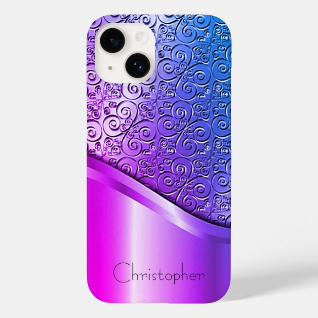 Coques Case-Mate iPhone Titane poli violet radial métal iphone 15 (Verso)