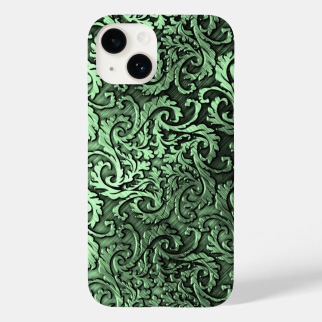 Coques Case-Mate iPhone Titane Polished vert radial métal iphone 15 (Verso)