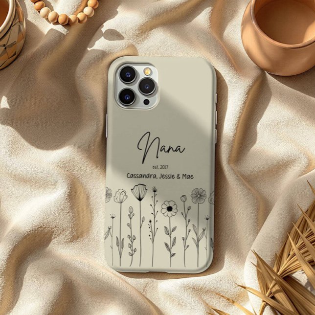 Coques Case-Mate iPhone Titre personnalisé simple Floral Nana (Créateur téléchargé)